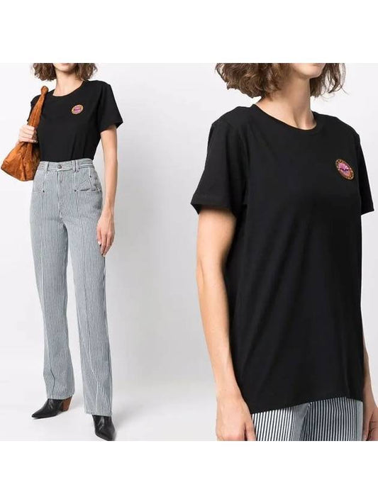 Annaxou Logo Patch Crew Neck Short Sleeve T-Shirt Black - ISABEL MARANT - BALAAN 2