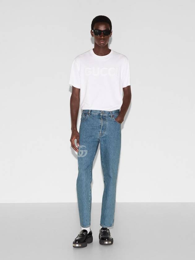 Lasered Double G Denim Jeans Blue - GUCCI - BALAAN 3