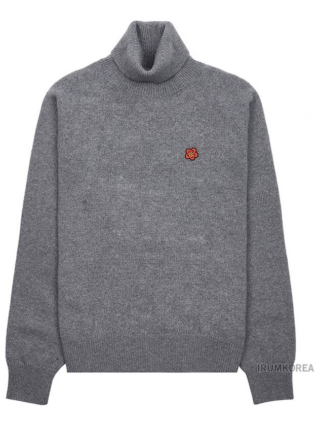 Boke Flower Crest Embroidered Wool Turtleneck Pearl Grey - KENZO - BALAAN 11