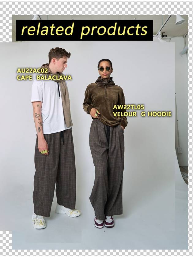 Slung Check Wide Pants Brown - ATHPLATFORM - BALAAN 10