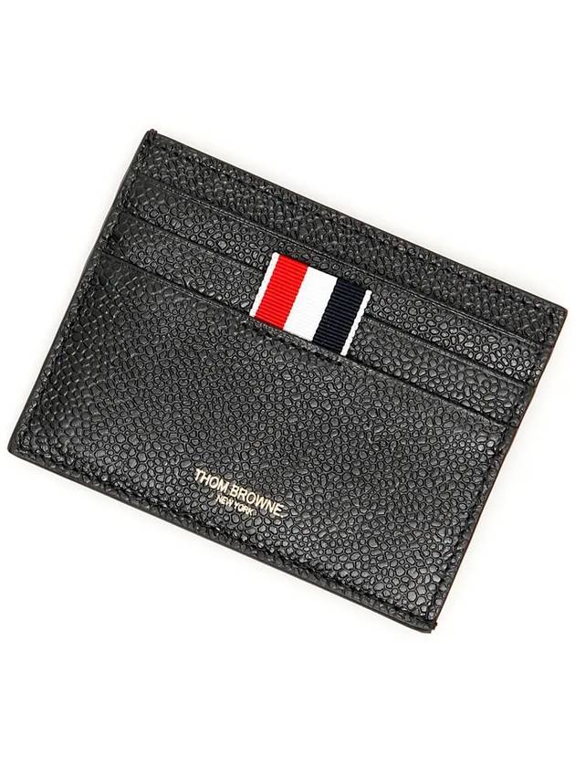 Pebble Grain Leather Stripe Note Compartment Card Wallet Black - THOM BROWNE - BALAAN 5