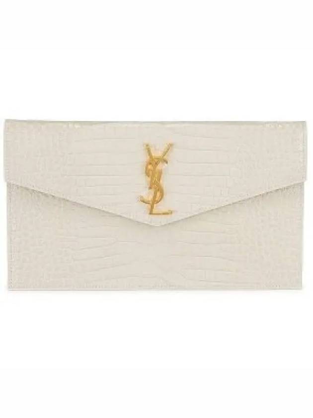 Uptown Crocodile Clutch Bag Blanc Vintage - SAINT LAURENT - BALAAN 2