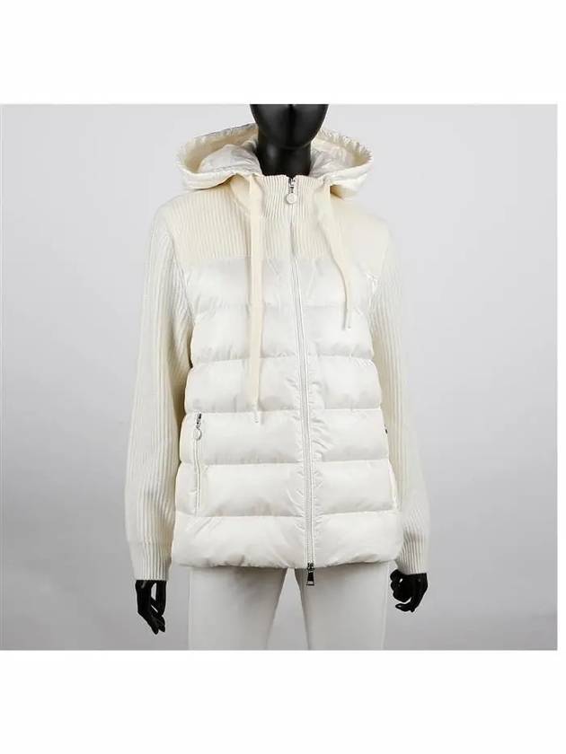 Padded Wool Hooded Cardigan White - MONCLER - BALAAN 3