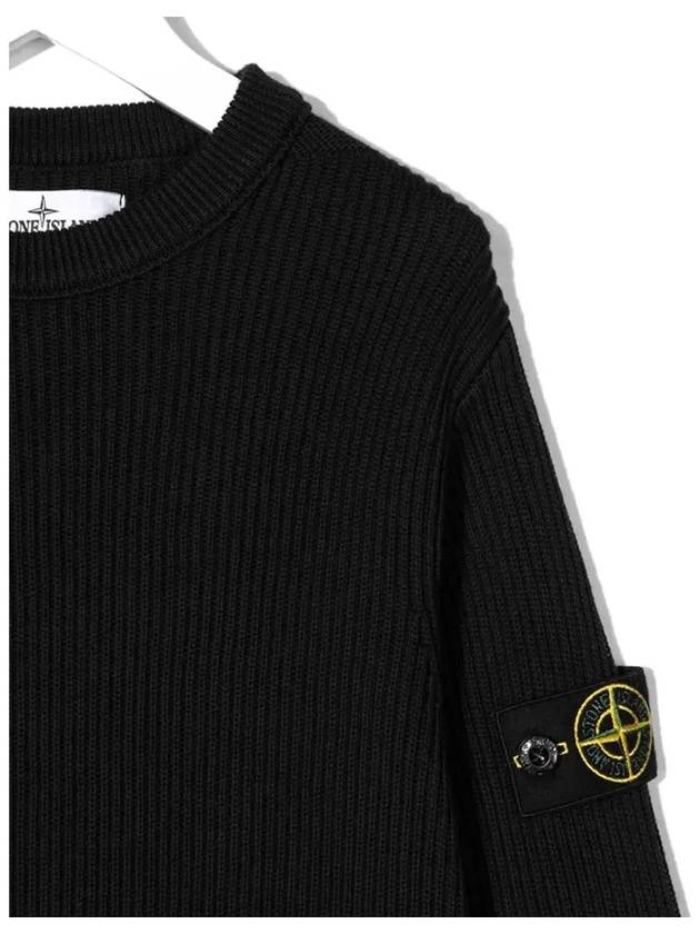 Kids Women s Wappen Ribbed Knit Black 7616505A3 V0029 - STONE ISLAND - BALAAN 4