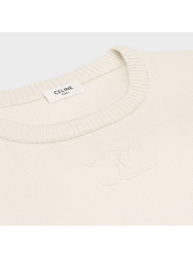 Triomphe Jacquard Crew Neck Heritage Cashmere Knit Top Off White - CELINE - BALAAN 3