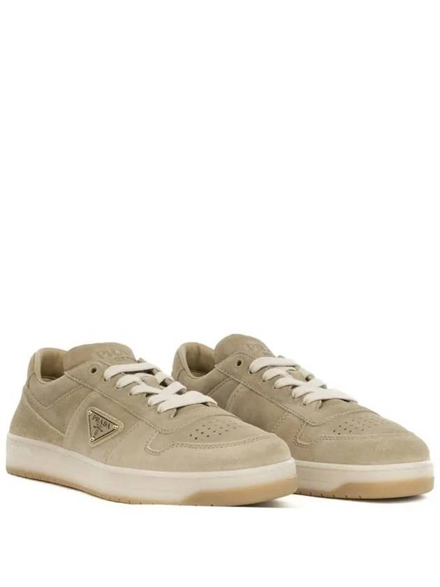 Downtown Delave Suede Low-Top Sneakers Ecru - PRADA - BALAAN 3