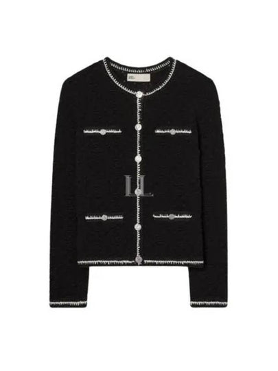 Kendra Logo Lace Cardigan Black - TORY BURCH - BALAAN 2