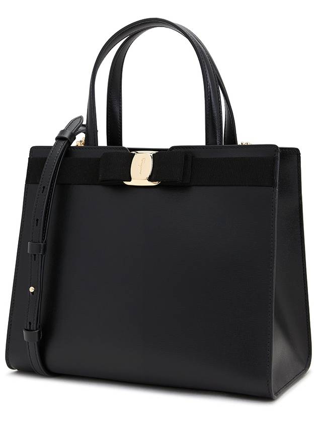 Vara Bow Top Handle Tote Bag Black - SALVATORE FERRAGAMO - BALAAN 3