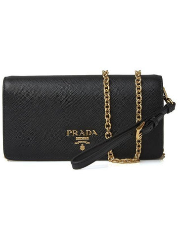 Monochrome Saffiano Leather Mini Bag Black - PRADA - BALAAN 1