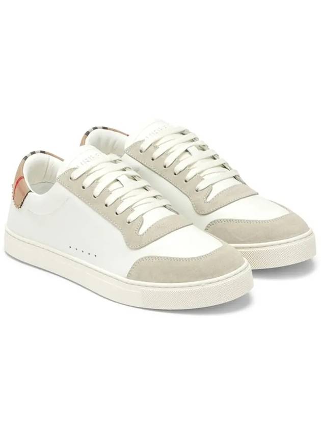 Leather Suede Check Cotton Low Top Sneakers White - BURBERRY - BALAAN 2