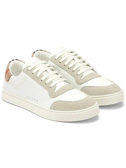 Leather Suede Check Cotton Low Top Sneakers White - BURBERRY - BALAAN 2