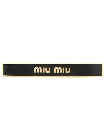 Miu 5IF172 2F6T F0002 Women Enamel Metal Hairpin Black - PRADA - BALAAN 1