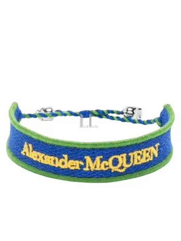 Embroidered Logo Bracelet Blue - ALEXANDER MCQUEEN - BALAAN 2