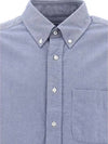 Men's Diagonal Solid Flannel Long Sleeve Shirt Light Blue - THOM BROWNE - BALAAN 4