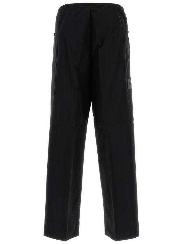 logo patch drawstring straight pants black - FENDI - BALAAN 3