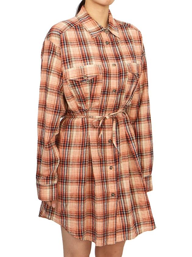 Liliane Check Midi Shirt Dress Orange - ISABEL MARANT - BALAAN 5