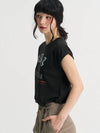 Call Linen Cuffed Summer T Shirt Black - SORRY TOO MUCH LOVE - BALAAN 2