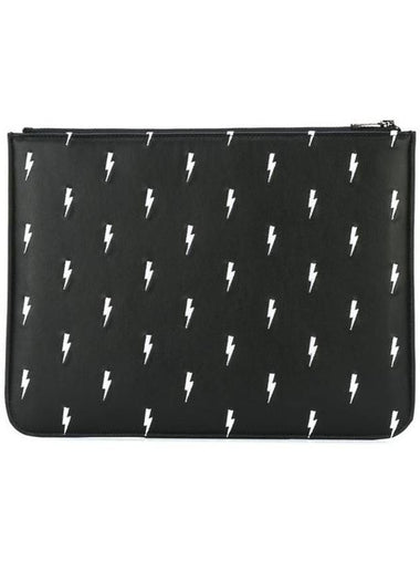 Lightning bolt embroidered clutch - NEIL BARRETT - BALAAN 1