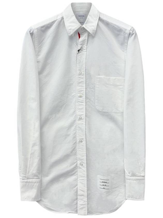 Men's Logo Patch Classic Cotton Long-Sleeve Shirt White - THOM BROWNE - BALAAN 2