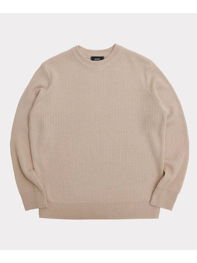 Basic Crew Neck Knit Top Beige - MOO - BALAAN 2