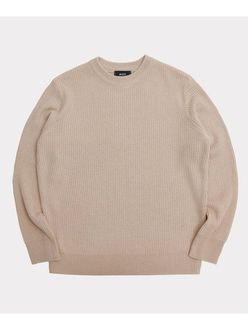 Basic Crew Neck Knit Top Beige - MOO - BALAAN 1