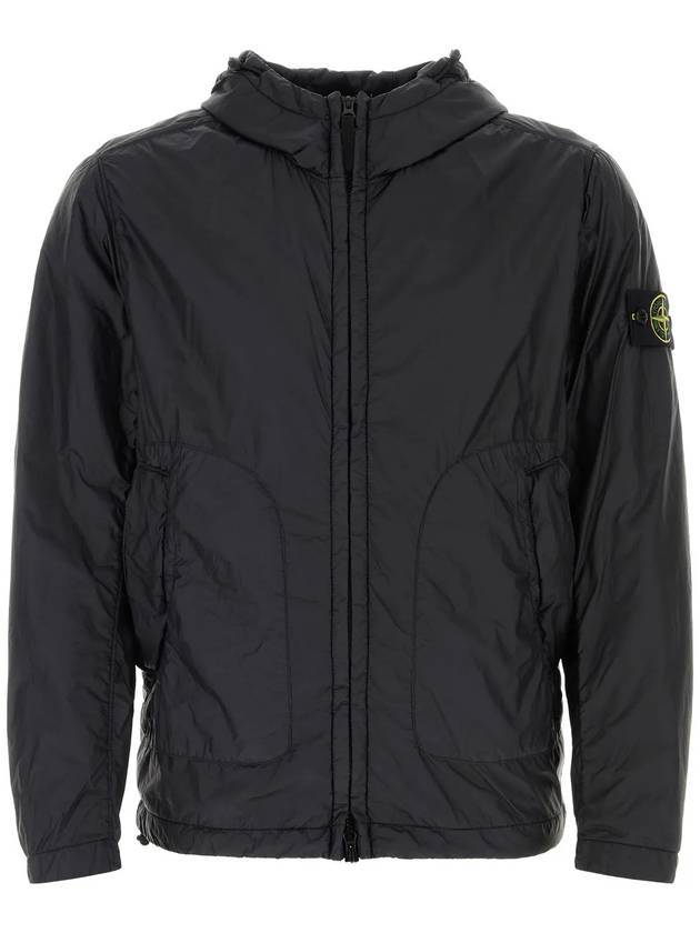 Garment Dyed Micro Yarn Hooded Jacket Black - STONE ISLAND - BALAAN 1