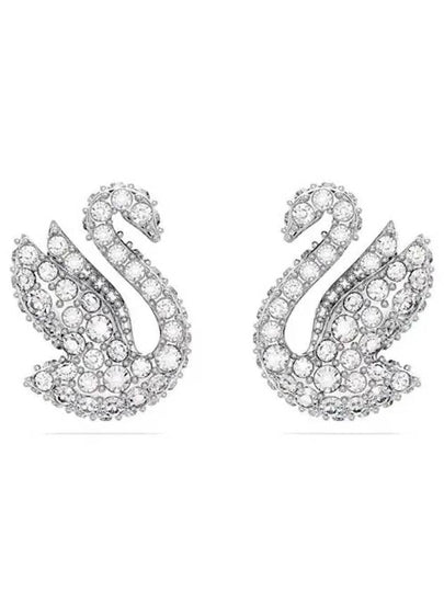 Iconic Swan Stud Earrings Silver - SWAROVSKI - BALAAN 2