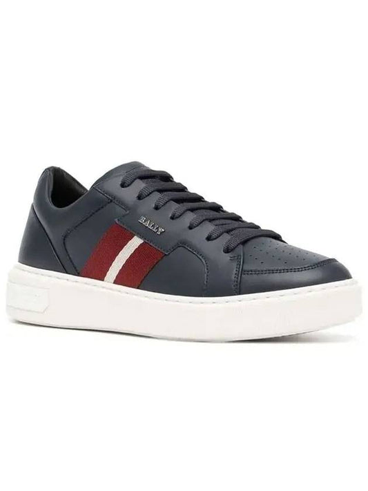 Men's Melys Leather Low Top Sneakers Navy - BALLY - BALAAN 1