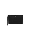 Re-Nylon and Saffiano Leather Clutch Bag Black - PRADA - BALAAN 2