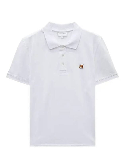 Fox Head Patch Cotton Polo Shirt White - MAISON KITSUNE - BALAAN 2