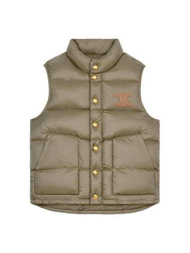 Triomphe Patch Quilt Nylon Vest Kaki - CELINE - BALAAN 1