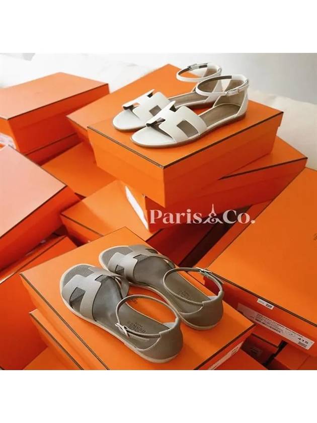 Santorini Calfskin Sandals Blanc - HERMES - BALAAN 4