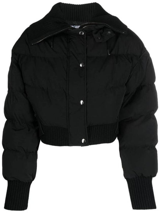 La Doudoune Caraco Ribbed Puffer Crop Padded Jacket Black - JACQUEMUS - BALAAN 1