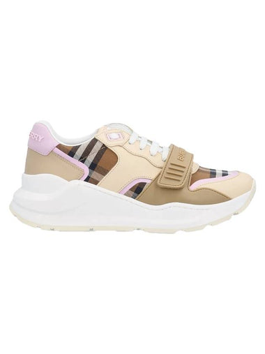 Women's Velcro Check Low-Top Sneakers Beige - BURBERRY - BALAAN 1