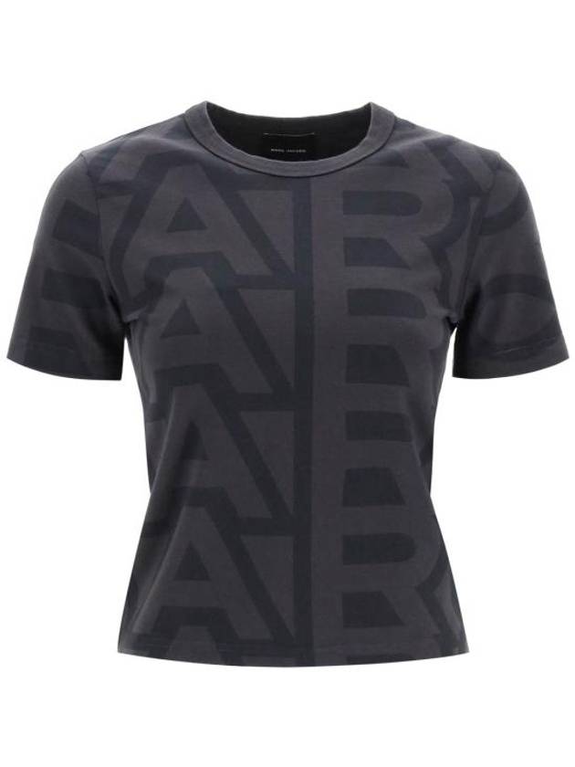 Monogram Print Baby Short Sleeve T-Shirt Charcoal - MARC JACOBS - BALAAN 1