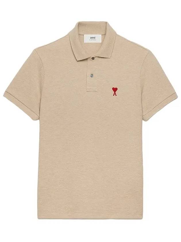 Men's Heart Logo Polo Shirt Beige - AMI - BALAAN 2