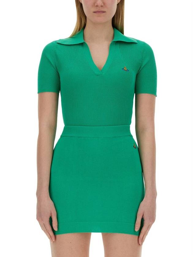 Marina Polo Knit Top Green - VIVIENNE WESTWOOD - BALAAN 2