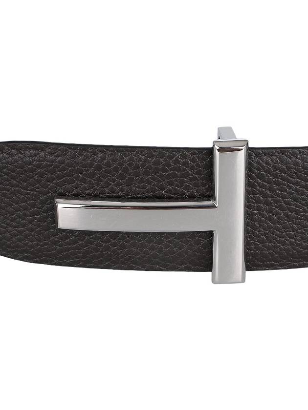 Sliver Soft Grain Leather T Icon Belt Brown Black - TOM FORD - BALAAN 6