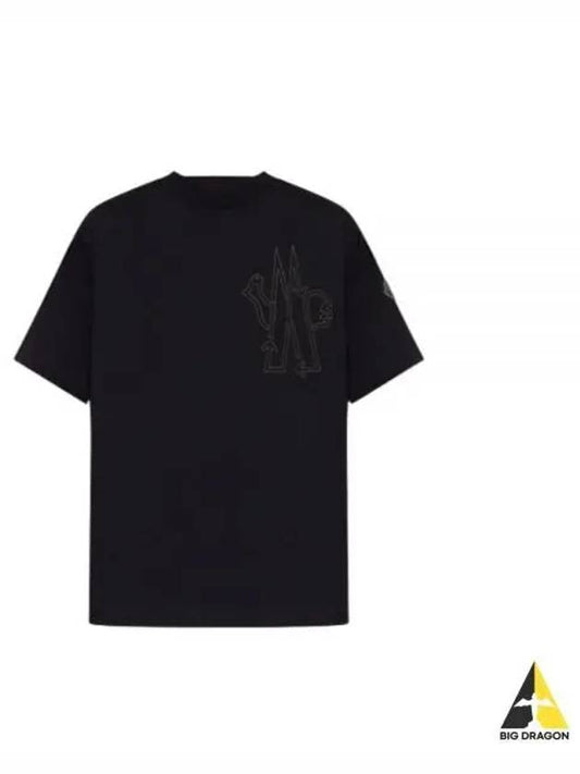 8C00021 899YU 999 Logo Embroidered Short Sleeve T Shirt - MONCLER - BALAAN 1