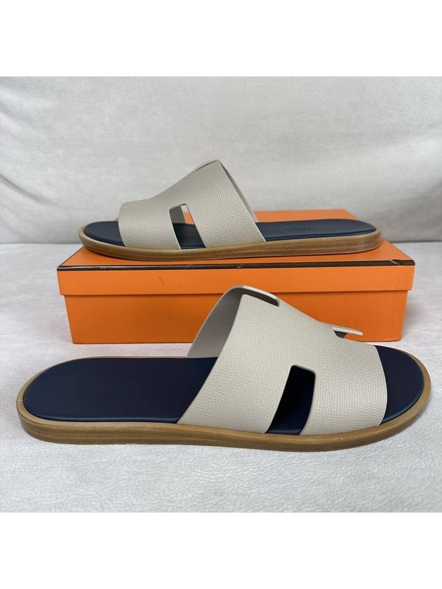 Izmir Leather Slippers Navy Ivory - HERMES - BALAAN 6