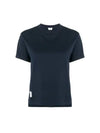 Logo Patch Lightweight Jersey Relaxed Fit Short Sleeve T-Shirt Navy - THOM BROWNE - BALAAN 2