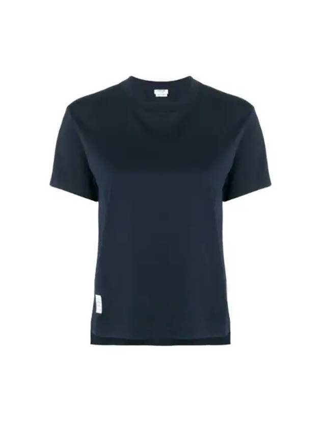 Logo Patch Lightweight Jersey Relaxed Fit Short Sleeve T-Shirt Navy - THOM BROWNE - BALAAN 2