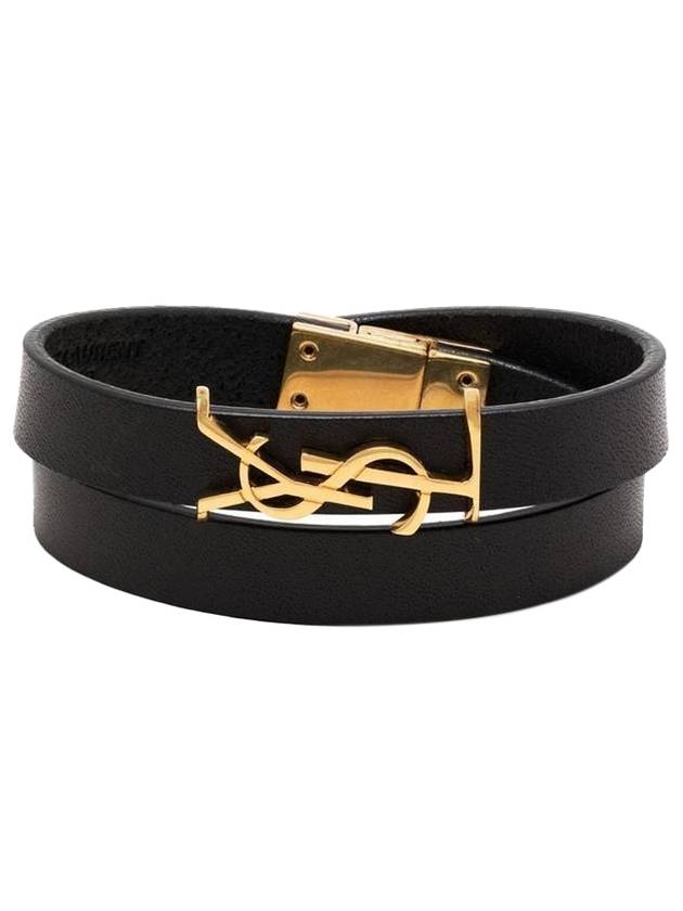 Monogram Double Wrap Bracelet Black - SAINT LAURENT - BALAAN 1