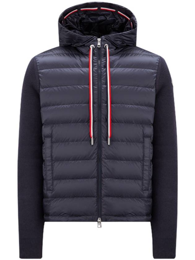 Logo Patch Down Hoodie Cardigan Navy - MONCLER - BALAAN 2