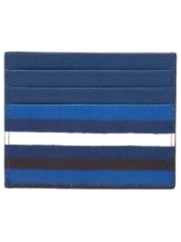 Triangular logo saffiano card wallet navy - PRADA - BALAAN 5