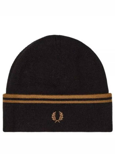 Fred Perry Twin Merino Wool Beanie Black C9150 - FRED PERRY - BALAAN 1