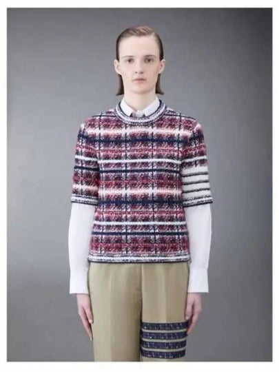 4 Bar Crew Neck Merino Mohair Knit Top Red - THOM BROWNE - BALAAN 2