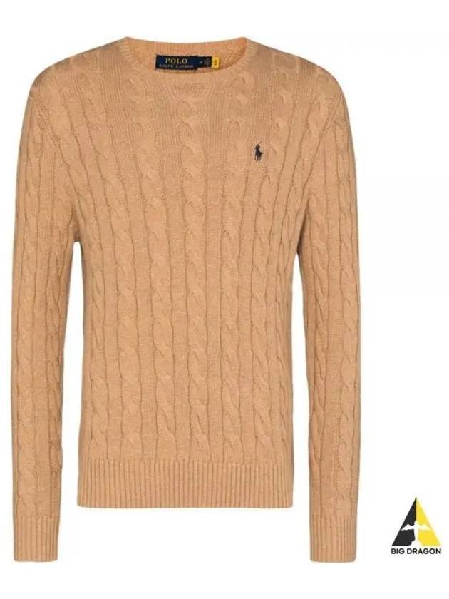 Embroidery Logo Cable Knit Top Brown - POLO RALPH LAUREN - BALAAN 2