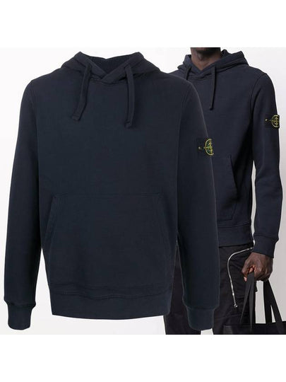 Wappen Patch Cotton Fleece Hoodie Navy - STONE ISLAND - BALAAN 2