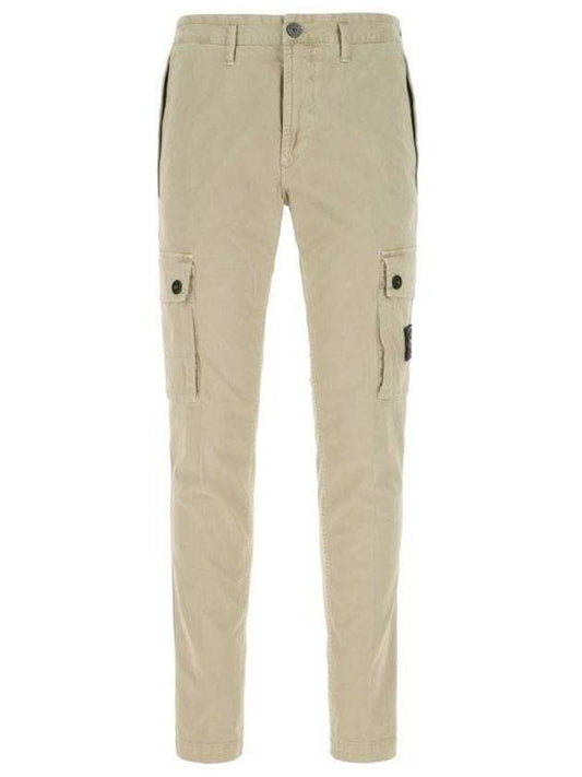 Wappen Patch Slim Fit Straight Pants Beige - STONE ISLAND - BALAAN.